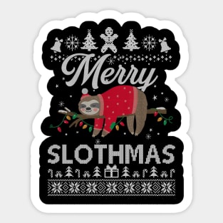 Merry Slothmas Funny Sloth Lazy Family Xmas Holiday Gift Sticker